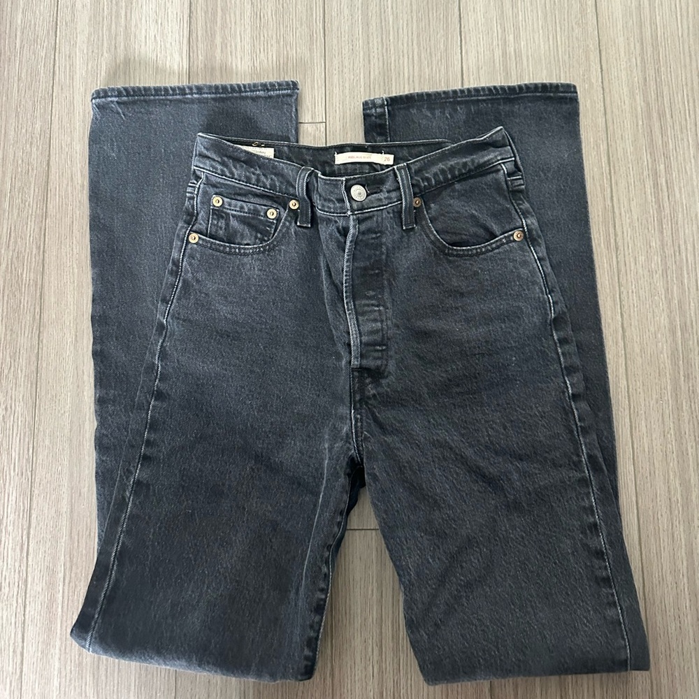 Levi's Ribcage Boot Cut Black Jeans Size 26 - Picture 8 of 11